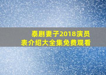 泰剧妻子2018演员表介绍大全集免费观看