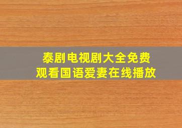 泰剧电视剧大全免费观看国语爱妻在线播放