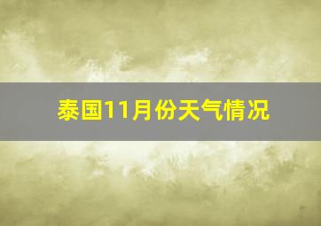 泰国11月份天气情况