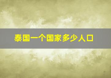 泰国一个国家多少人口