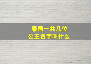 泰国一共几位公主名字叫什么