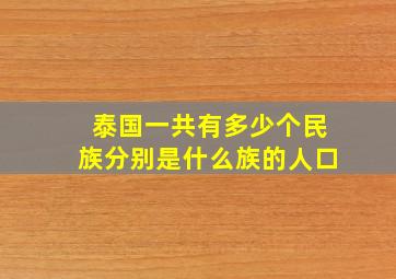 泰国一共有多少个民族分别是什么族的人口