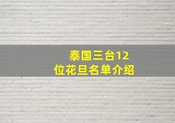 泰国三台12位花旦名单介绍