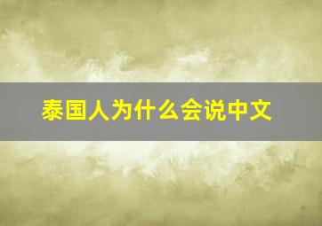 泰国人为什么会说中文