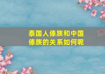 泰国人傣族和中国傣族的关系如何呢