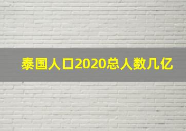 泰国人口2020总人数几亿