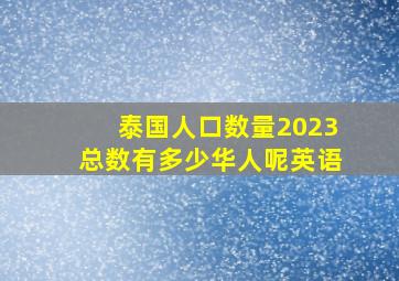 泰国人口数量2023总数有多少华人呢英语