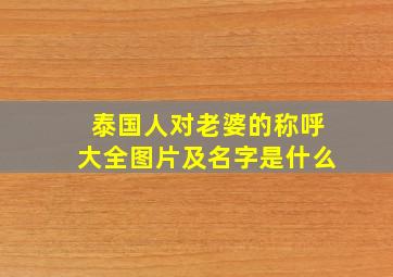 泰国人对老婆的称呼大全图片及名字是什么