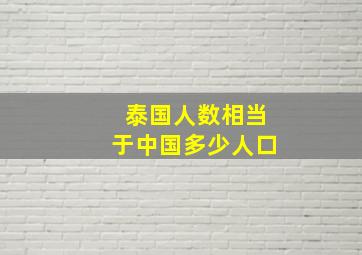 泰国人数相当于中国多少人口