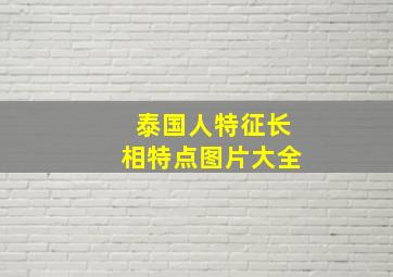 泰国人特征长相特点图片大全