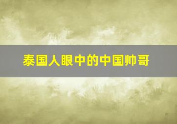 泰国人眼中的中国帅哥