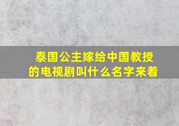 泰国公主嫁给中国教授的电视剧叫什么名字来着