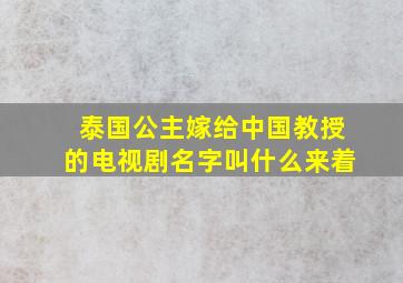 泰国公主嫁给中国教授的电视剧名字叫什么来着