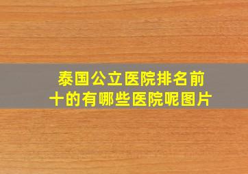 泰国公立医院排名前十的有哪些医院呢图片