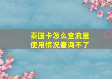 泰国卡怎么查流量使用情况查询不了