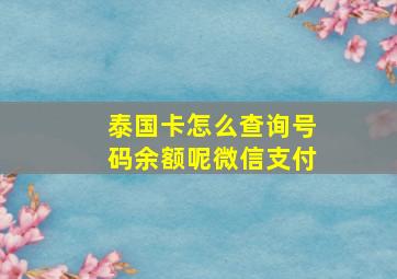 泰国卡怎么查询号码余额呢微信支付