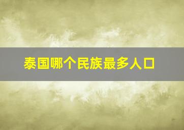 泰国哪个民族最多人口