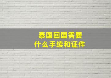 泰国回国需要什么手续和证件