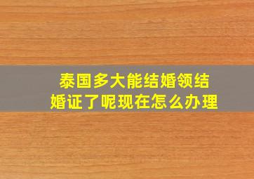 泰国多大能结婚领结婚证了呢现在怎么办理