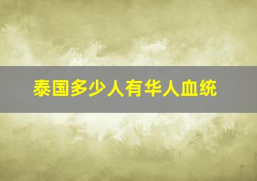 泰国多少人有华人血统