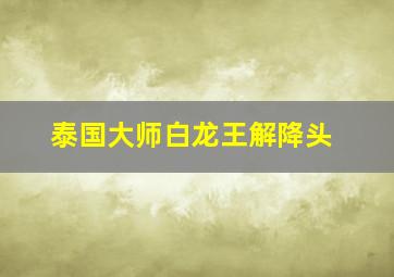 泰国大师白龙王解降头