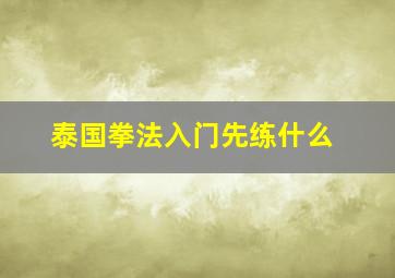 泰国拳法入门先练什么