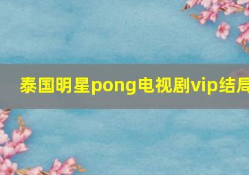 泰国明星pong电视剧vip结局