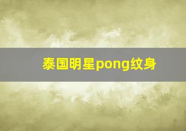 泰国明星pong纹身