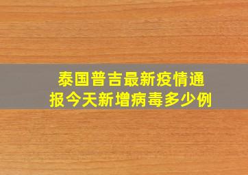 泰国普吉最新疫情通报今天新增病毒多少例