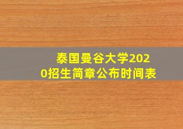 泰国曼谷大学2020招生简章公布时间表