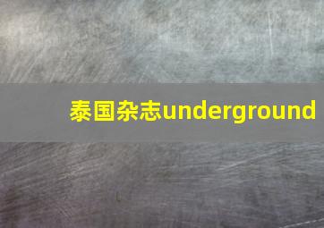 泰国杂志underground