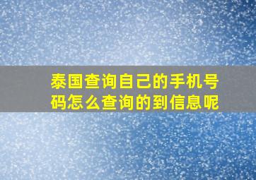 泰国查询自己的手机号码怎么查询的到信息呢