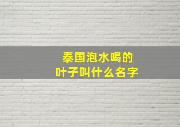 泰国泡水喝的叶子叫什么名字