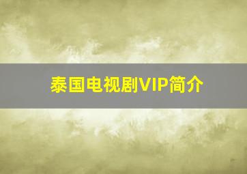 泰国电视剧VIP简介