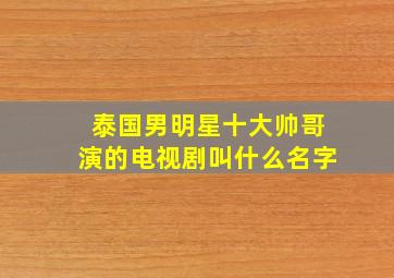 泰国男明星十大帅哥演的电视剧叫什么名字