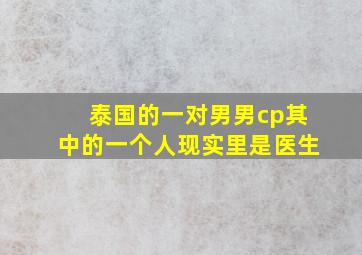 泰国的一对男男cp其中的一个人现实里是医生