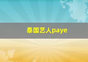 泰国艺人paye