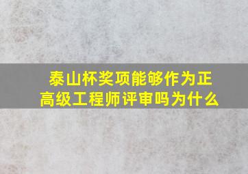 泰山杯奖项能够作为正高级工程师评审吗为什么