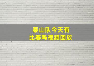 泰山队今天有比赛吗视频回放