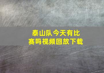 泰山队今天有比赛吗视频回放下载