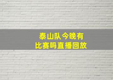 泰山队今晚有比赛吗直播回放