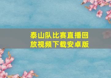 泰山队比赛直播回放视频下载安卓版