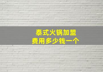 泰式火锅加盟费用多少钱一个