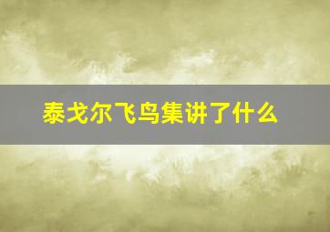 泰戈尔飞鸟集讲了什么