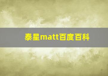 泰星matt百度百科