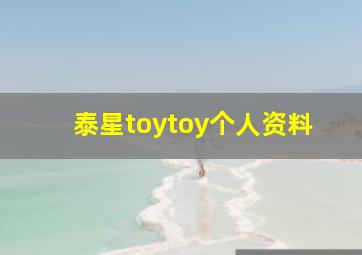 泰星toytoy个人资料