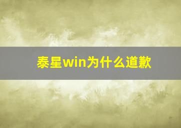 泰星win为什么道歉