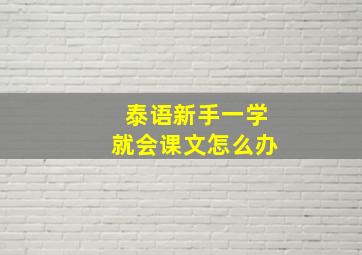 泰语新手一学就会课文怎么办