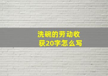 洗碗的劳动收获20字怎么写