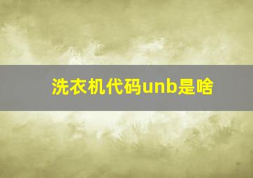 洗衣机代码unb是啥